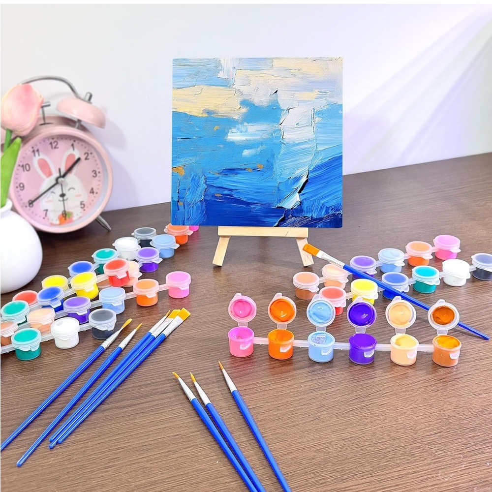 1 Set Mini Acrylic Paint Kit, 5.9In Canvas Boards for Painting with 6.5"